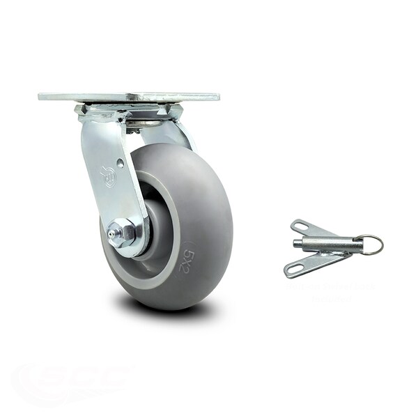 5 Inch Thermoplastic Rubber Swivel Caster with Ball Bearing and Swivel Lock SCC